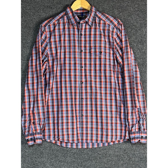 Kenneth Cole Reaction Plaid Button Down Shirt Mens M Long Sleeve Casual - Picture 1 of 10